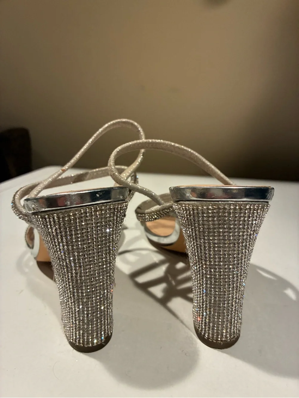 Nina Silver Rhinestone Strappy Heeled Sandals